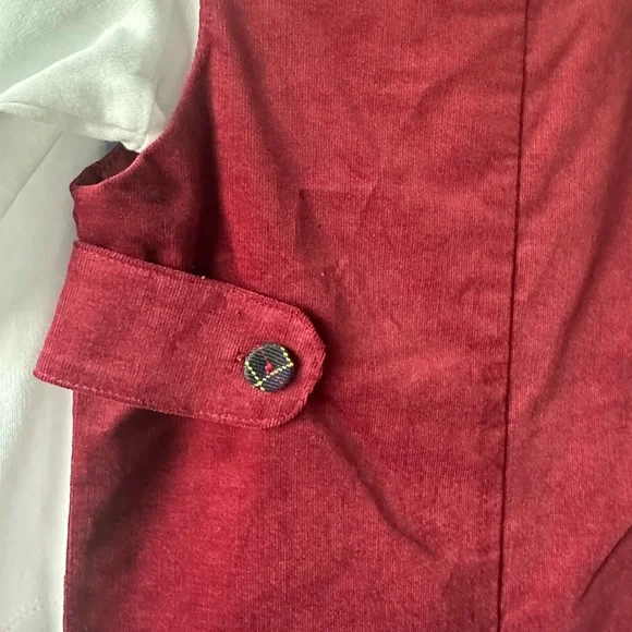 Edgehill Collection Burgundy Overalls with White Shirt